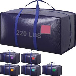 6 Pack Extra Large Heavy Duty Moving Bags with Reinforced Zipper & Wide Handles